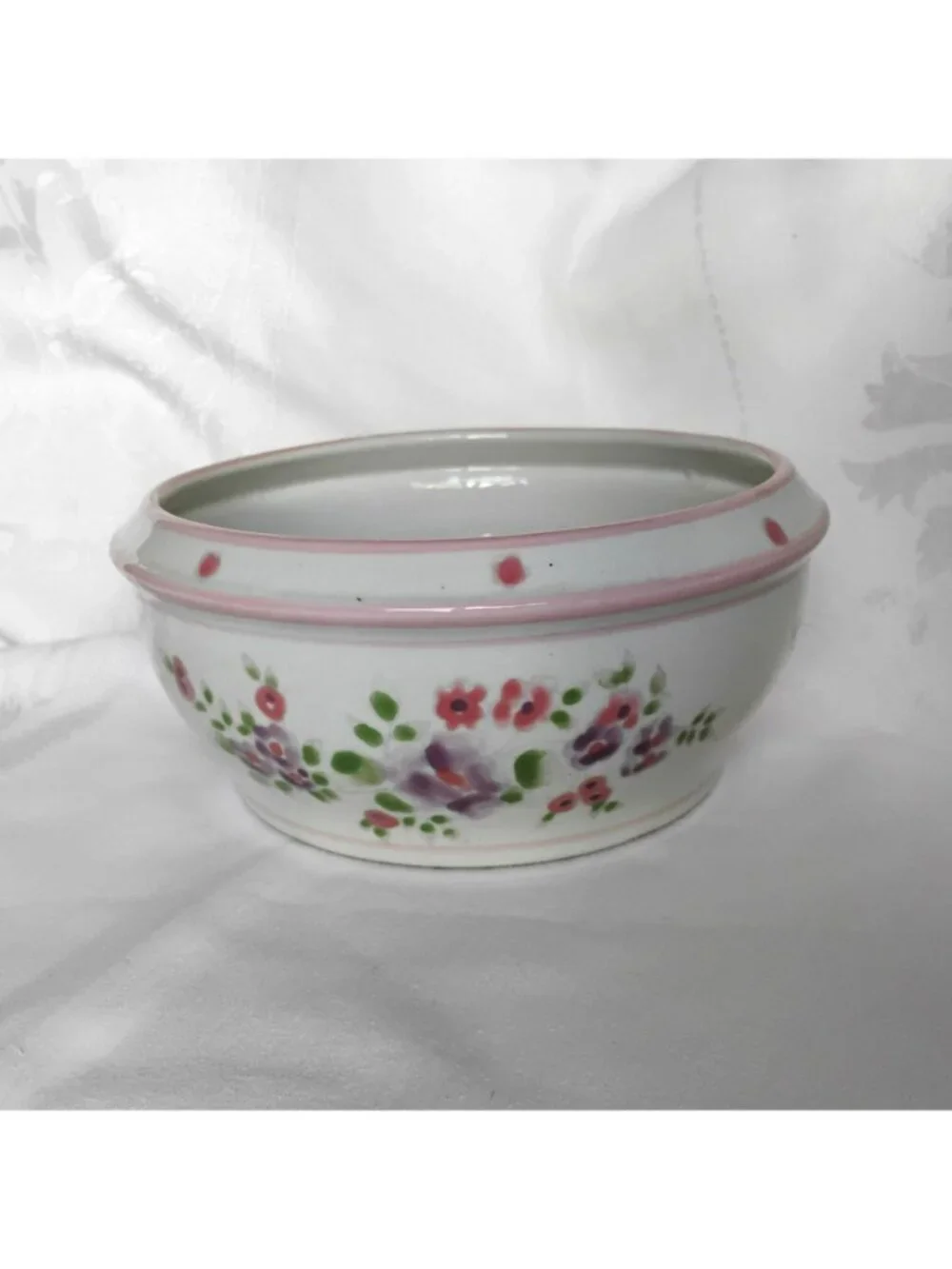 Vintage Hand Painted Ceramic Floral Planter Bowl 8